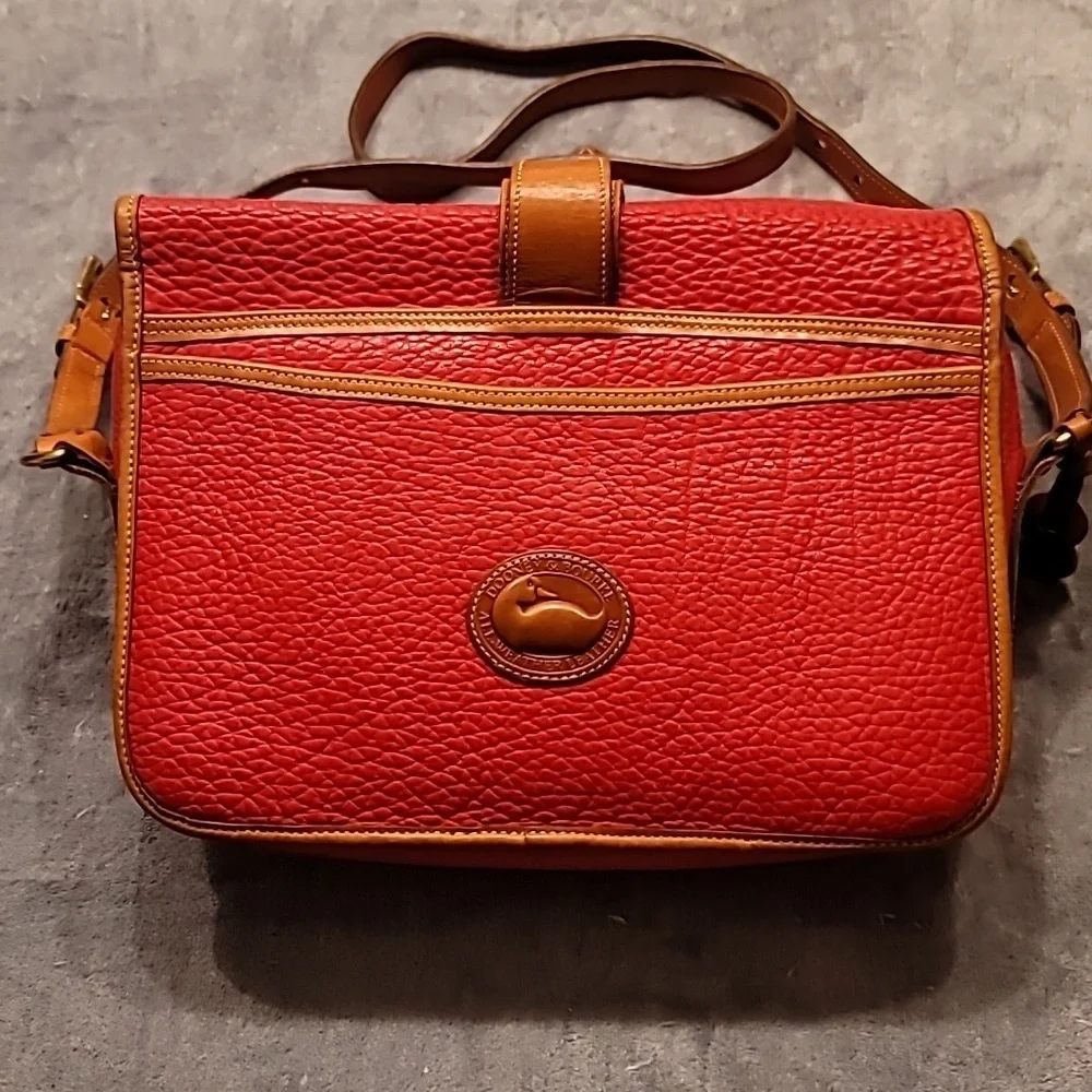 0463. EUC ~ Dooney and Bourke ~ Red Leather Equestrian Over Under Shoulder Bag ~ - Picture 10 of 14